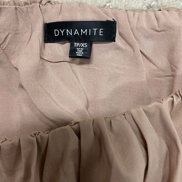 Dynamite Short Bubble Sleeve Crop Top, Women’s Size Small, Beige - Picture 6 of 6